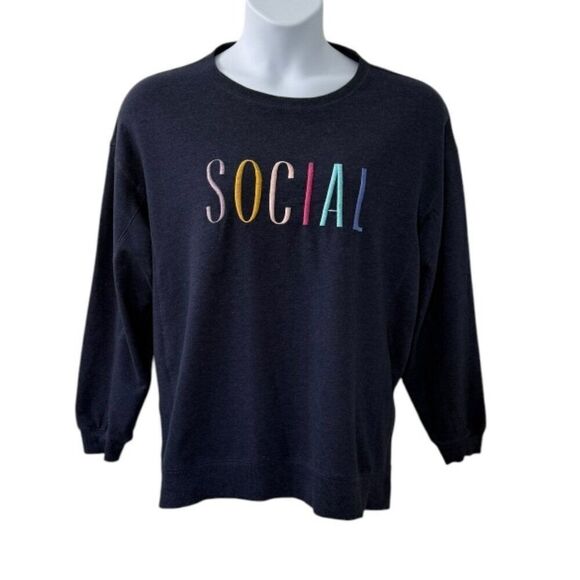 Wildfox Sweatshirt Royal Blue with Rainbow SOCIAL Message Size XL - Picture 2 of 8